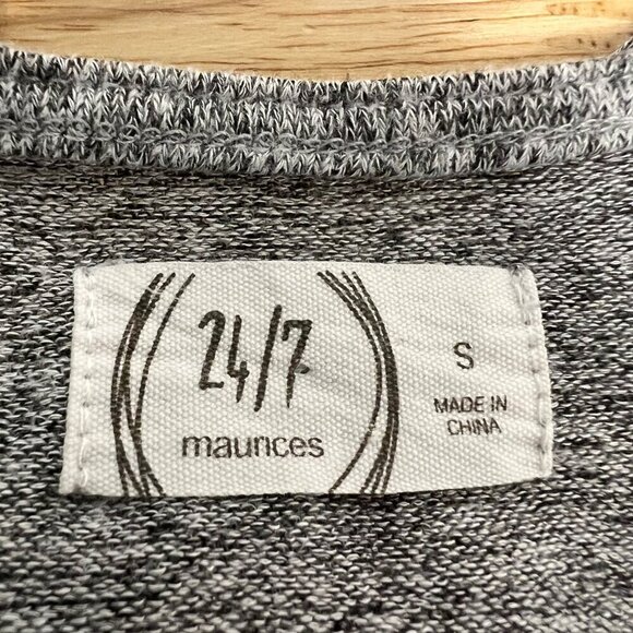 Maurices 24/7 Heathered Long Sleeve Keyhole Sweater Gray/Black Small Lightweight - Picture 7 of 8